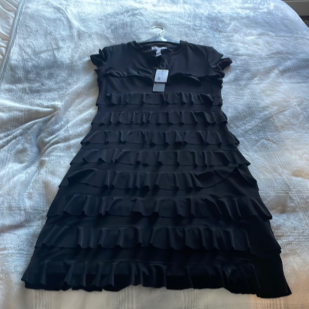 Joseph Ribkoff black ruffle dress, size 6